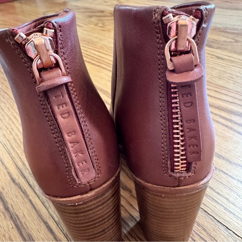Ted Baker London size 36 Lorca 2 Ankle Boots cognac leather & metallic accents - Picture 7 of 10